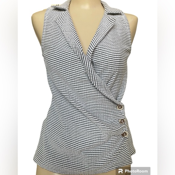 Maeve Anthropologie Sleeveless Top in Blue and White size Small - Picture 2 of 6